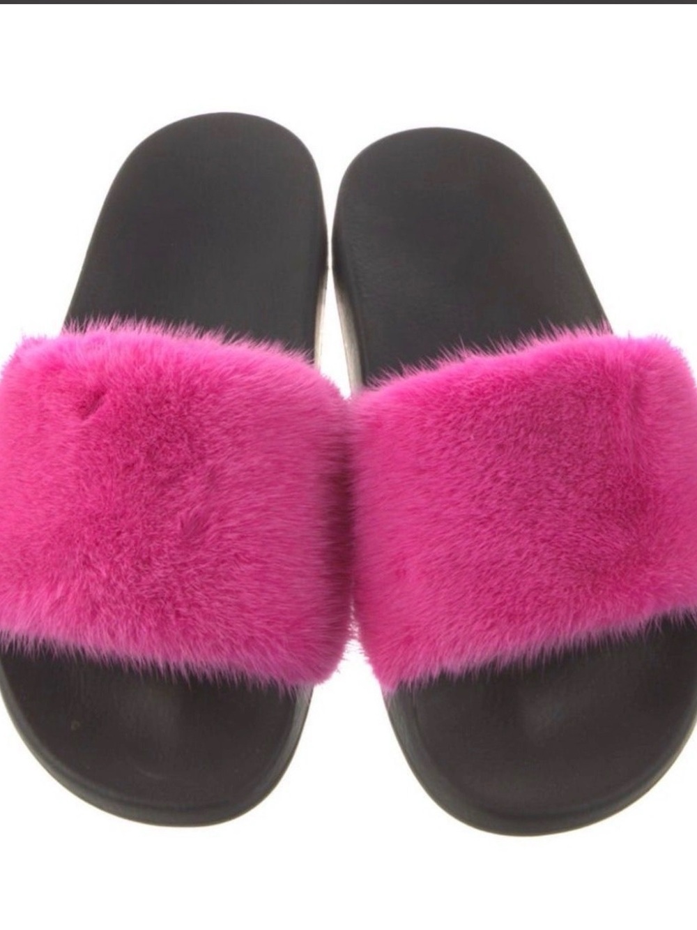 Givenchy Women's Pink Faux Fur Slide Sandals